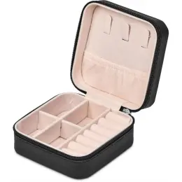 Eva & Elm Crystal Travel Jewellery Box Black Open